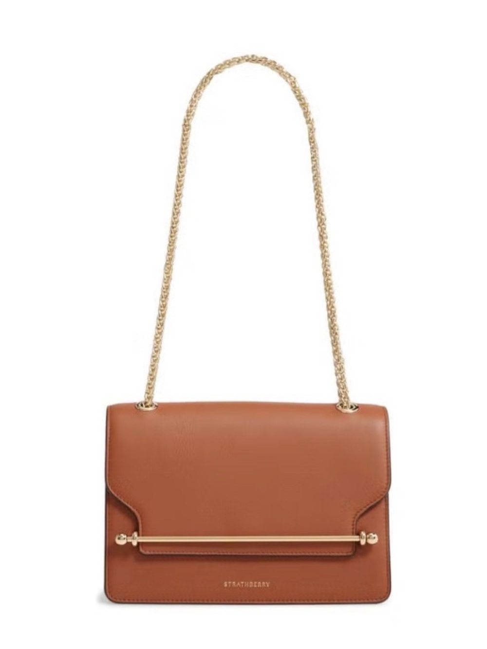 Strathberry East West bag with Gold Hardware Crossbody or Shoulder Chestnut